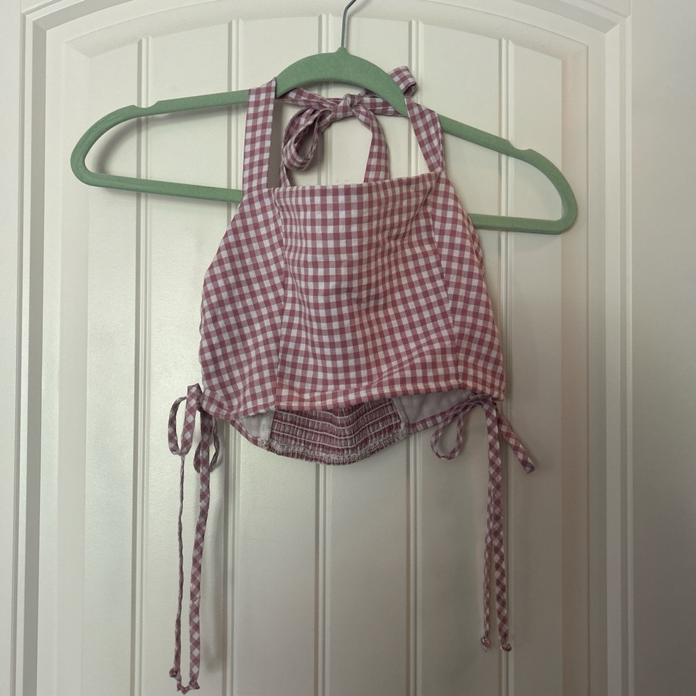 PacSun Pink Crop Top Halter Style with Tie Details